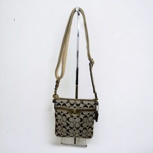 Coach Vintage Signature Crossbody Canvas Bag, Tan Brown Gold, Like New